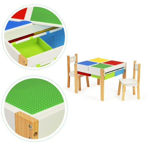 DREWNIANE MEBLE DLA DZIECI ZESTAW STÓŁ + 2 KRZESŁA ECOTOYS