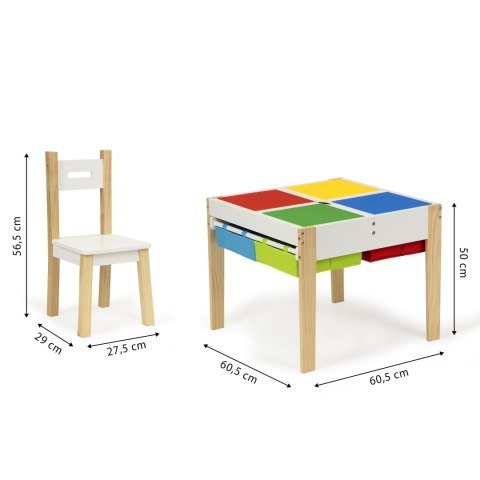 DREWNIANE MEBLE DLA DZIECI ZESTAW STÓŁ + 2 KRZESŁA ECOTOYS