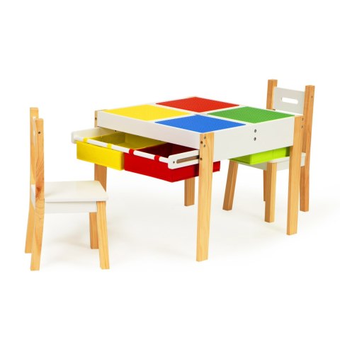 DREWNIANE MEBLE DLA DZIECI ZESTAW STÓŁ + 2 KRZESŁA ECOTOYS