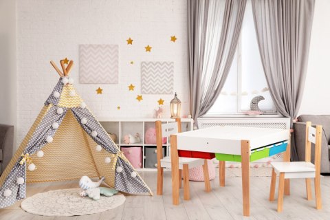 DREWNIANE MEBLE DLA DZIECI ZESTAW STÓŁ + 2 KRZESŁA ECOTOYS