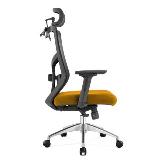 Fotel Obrotowy Biurowy Ergonomiczny Rosa w Kolorze Musztardowym