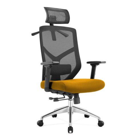 Fotel Obrotowy Biurowy Ergonomiczny Rosa w Kolorze Musztardowym