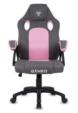 Fotel obrotowy do biurka CARRERA M STONE GREY + PINK FABRIC