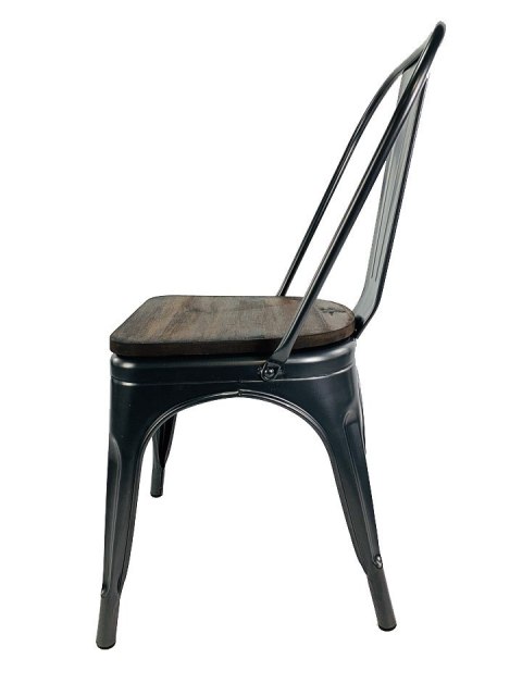 Krzesło metalowe loft CORSICA GRAPHITE WOOD