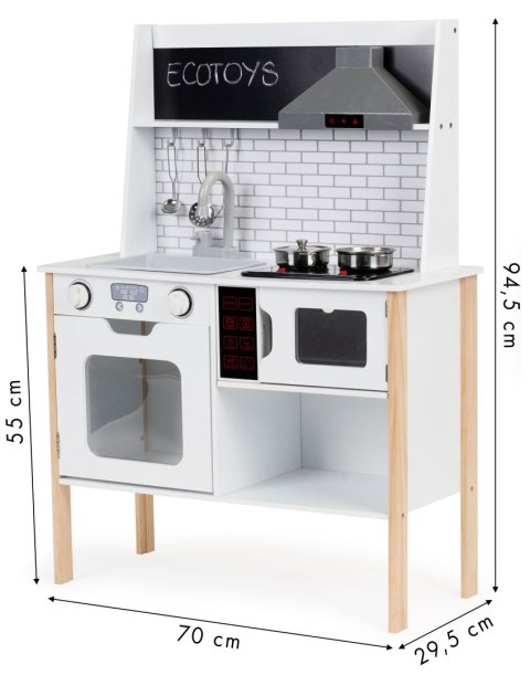 DREWNIANA KUCHNIA DLA DZIECI + DŹWIĘKI ŚWIATEŁKA ECOTOYS