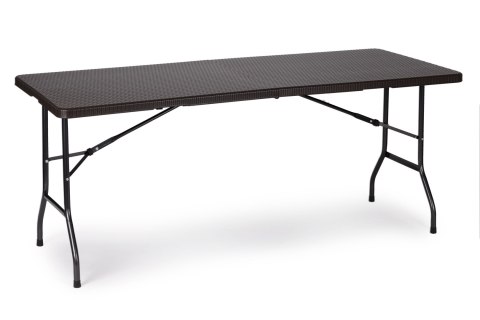ZESTAW CATERINGOWY STÓŁ BANKIETOWY 180 CM 2 ŁAWKI RATAN BRĄZ MODERNHOME