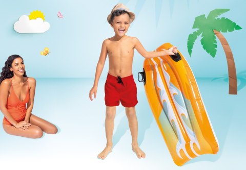 DESKA DO PŁYWANIA DMUCHANA Z UCHWYTAMI DLA DZIECI INTEX 58165 ORANGE