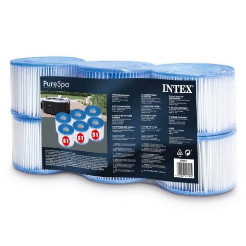 FILTRY S1 KOMPLET 6 SZTUK ZESTAW PURE SPA INTEX 29011