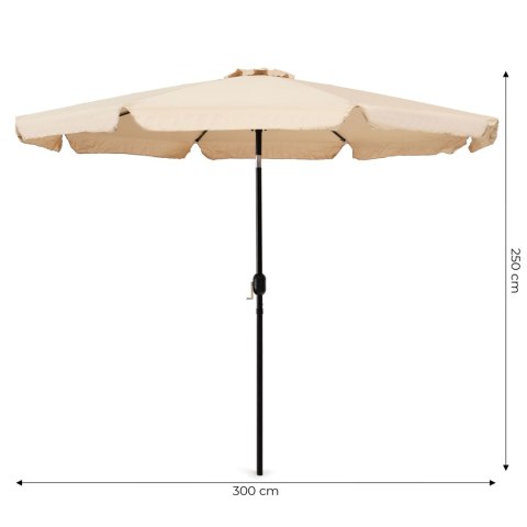 PARASOL OGRODOWY DUŻY 3 M SKOŚNY ŁAMANY Z KORBĄ BEŻ MULTIGARDEN