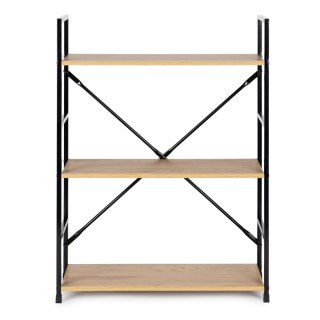 REGAŁ DREWNIANY METALOWA RAMA SZEROKI LOFT 3 PÓŁKI MODERNHOME