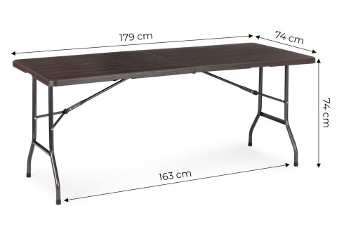 STÓŁ CATERINGOWY BANKIETOWY OGRODOWY SKŁADANY 180 CM BRĄZOWY MODERNHOME