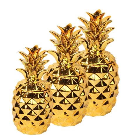 Ceramiczna duża szkatułka ananas w kolorze złotym