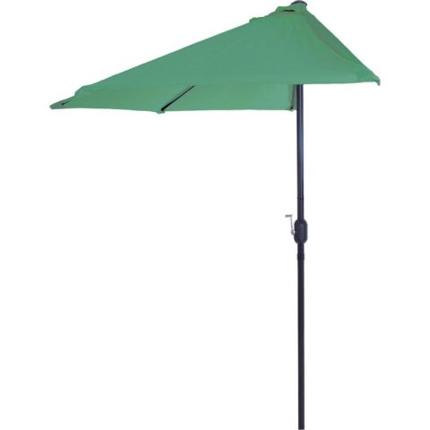 Półokrągły Parasol Ogrodowy i Balkonowy 270 cm z Wzmocnioną Czaszą i Korbką do Otwierania - Zielony