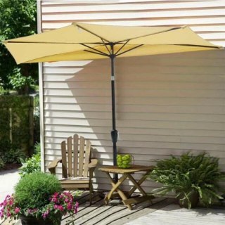 Półokrągły Parasol Ogrodowy i Balkonowy 270 cm z Wzmocnioną Czaszą i Korbką do Otwierania - Zielony