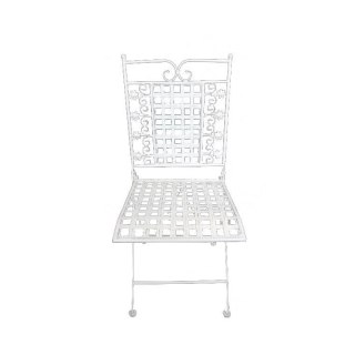 Składane Krzesło z Metaloplastyki w Stylu Prowansalskim Koloru Kremowego 90x38cm
