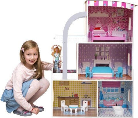 Drewniany Domek Dla Lalek Nowoczesna Luksusowa Willa Trzy Piętra Kolorowa