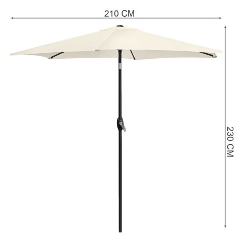 Składany Parasol Ogrodowy Balkonowy Regulowany 210 cm Beżowy
