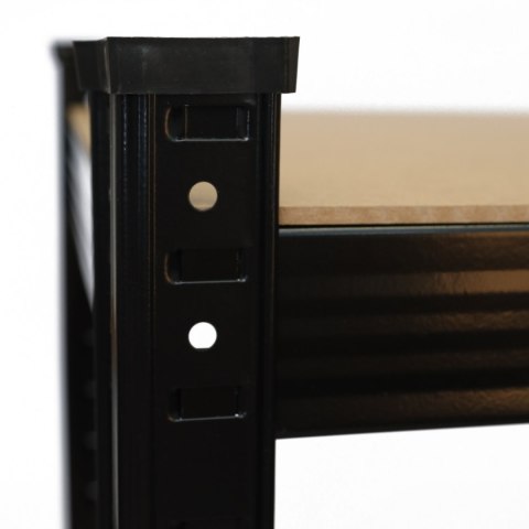 Regał magazynowy metalowy czarny 2w1 5 jasnych półek 150x75x30 cm