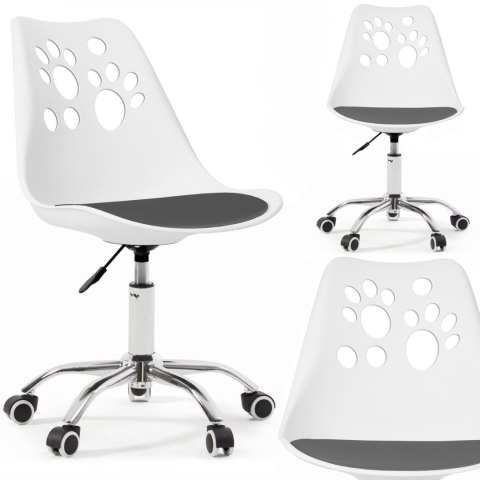 Ergonomiczny fotel obrotowy krzesło biurowe dla dzieci biało-szare