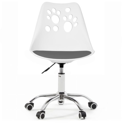Ergonomiczny fotel obrotowy krzesło biurowe dla dzieci biało-szare