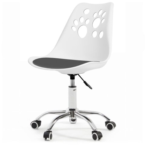 Ergonomiczny fotel obrotowy krzesło biurowe dla dzieci biało-szare