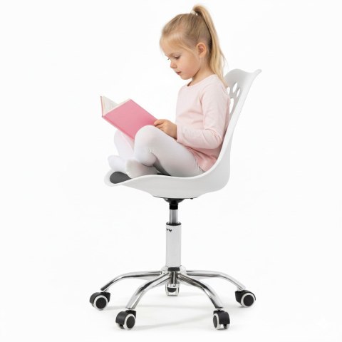 Ergonomiczny fotel obrotowy krzesło biurowe dla dzieci biało-szare