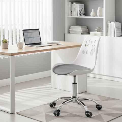 Ergonomiczny fotel obrotowy krzesło biurowe dla dzieci biało-szare