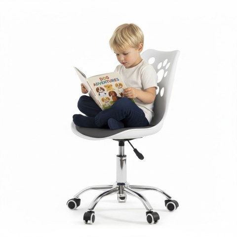 Ergonomiczny fotel obrotowy krzesło biurowe dla dzieci biało-szare