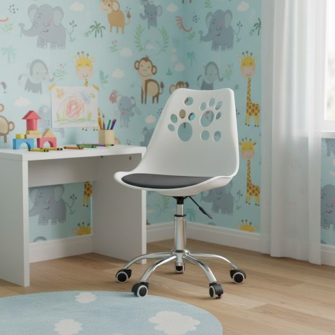 Ergonomiczny fotel obrotowy krzesło biurowe dla dzieci biało-szare