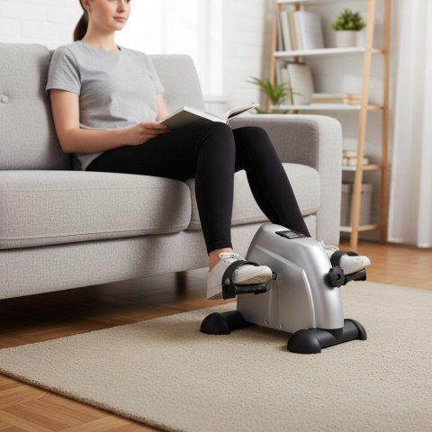 Kompaktowy rower treningowy rotor do ćwiczen rowerek rehabilitacyjny 2w1 srebrny