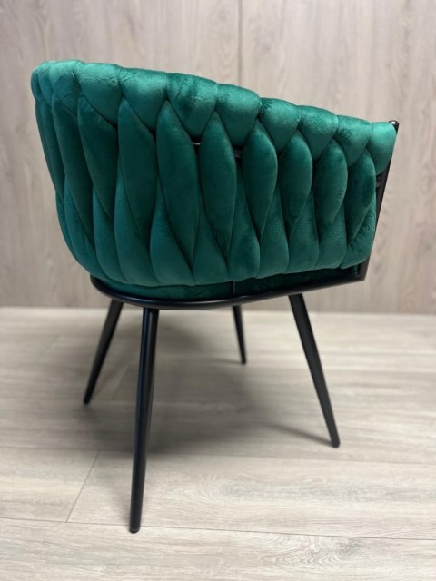 Krzesło plecione Lugano fotel TRECCIA GREEN VELVET SMOKE