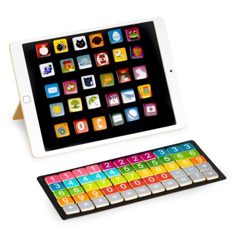 DREWNIANY TABLET EDUKACYJNY TABLICA MAGNETYCZNA KREDOWA ECOTOYS