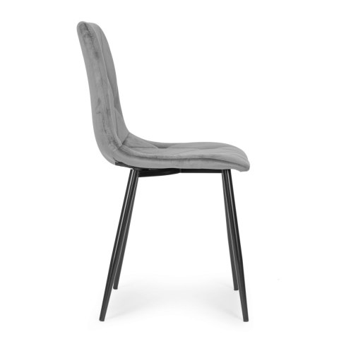 Komplet 4 Krzeseł Krzesło Pikowane Welurowe Do Jadalni I Salonu Szare MODERNHOME