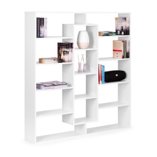 NOWOCZESNY STOJĄCY REGAŁ SZAFKA NA KSIĄŻKI 14 PÓŁEK BIAŁY MODERNHOME