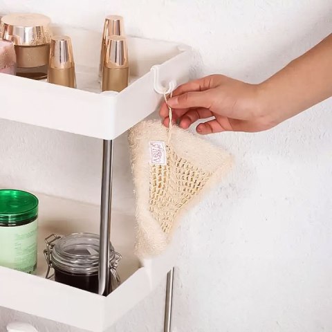 Biały Regał Łazienkowy Z 4 Półkami Plastikowy Stojak na Kółkach MODERNHOME
