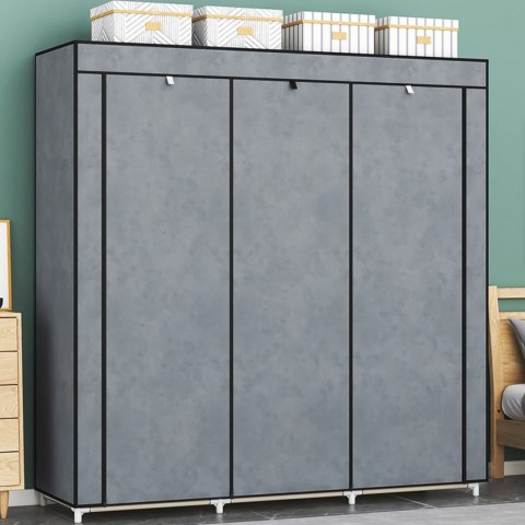 SZAFA TEKSTYLNA DUŻA MATERIAŁOWA GARDEROBA Z PÓŁKAMI NA UBRANIA I BUTY MODERNHOME