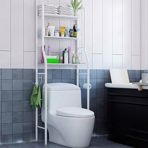 Wysoki Regał WC Łazienkowy Nad Sedes 3 Półki Aluminiowa Konstrukcja