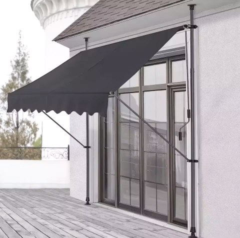 MARKIZA PRZECIWSŁONECZNA BALKONOWA 200X120 CM REGULACJA WYSOKOŚCI WODOODPORNA KORBKA RĘCZNA SZARA MULTIGARDEN