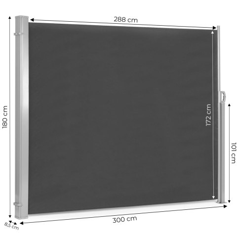 Skladana Markiza 300X180 cm Boczna Roleta Parawan Do Ogrodu Na Taras Antracyt