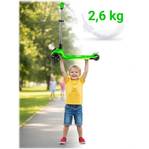 Hulajnoga trójkołowa dla dzieci balansowa świecąca w ciemności Ricokids Jelly - zielona