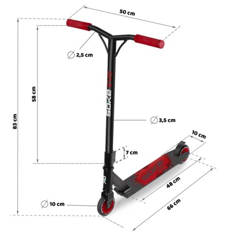 Hulajnoga Wyczynowa Do Trików Czerwona SOKE EVO RED ABEC-9 100mm STUNT