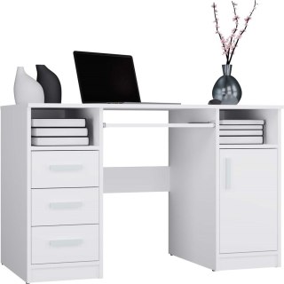 BIURKO DELTA BIAŁE 120 Cm 3 Szuflady Szafka Półki Do Biura Pokoju Na Laptop