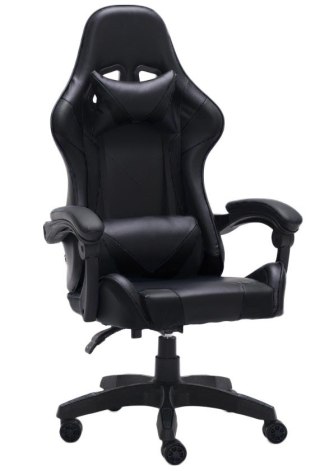 Fotel Gamingowy Czarny Regulowany Ergonomiczny Krzesło Obrotowe REMUS