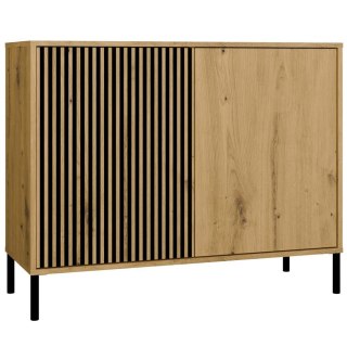 Komoda Front Ryflowany Szafka KAMARO 2D Slim / Gładki DĄB ARTISAN Lamele