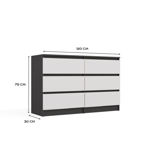 Komoda Malwa M6 120 ANTRACYT / BIAŁY