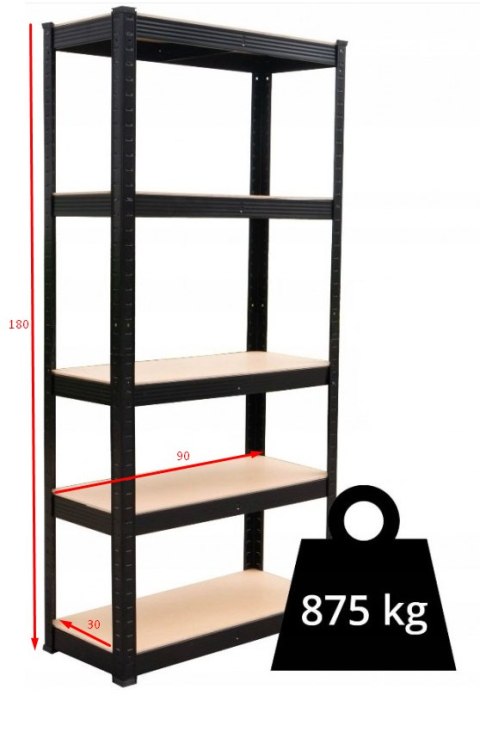 Regał Magazynowy P9030 CZARNY Półki Magazynowe