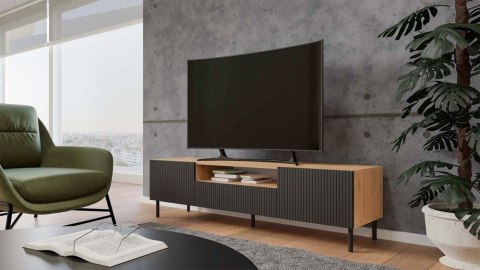 Szafka RTV Kama Do Salonu 160 Pod Telewizor SLIM ARTISAN Czarna Telewizyjna
