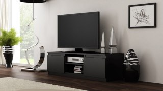 Szafka RTV Malwa Do Salonu 120 cm Pod Telewizor Czarna Stylowa Telewizyjna