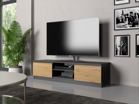 Szafka RTV Malwa Do Salonu 140 cm Pod Telewizor Stylowa Antracyt Artisan