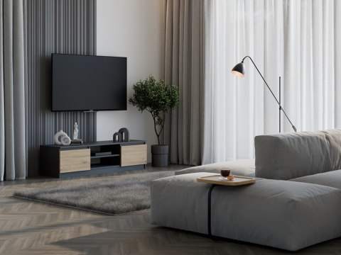 Szafka RTV Malwa Do Salonu 140 cm Pod Telewizor Stylowa Antracyt Artisan